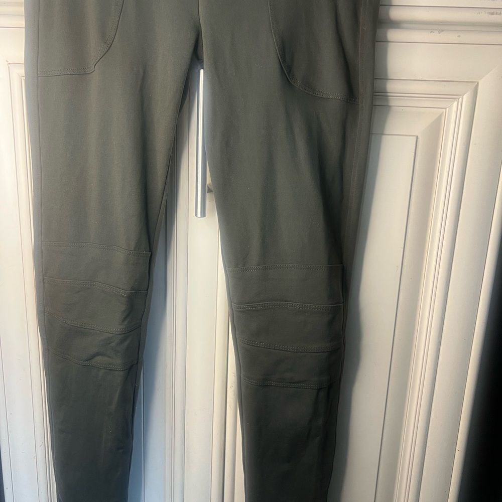 David Lerner Women’s Olive Green Mid Rise Nylon Spandex Leggings Size S